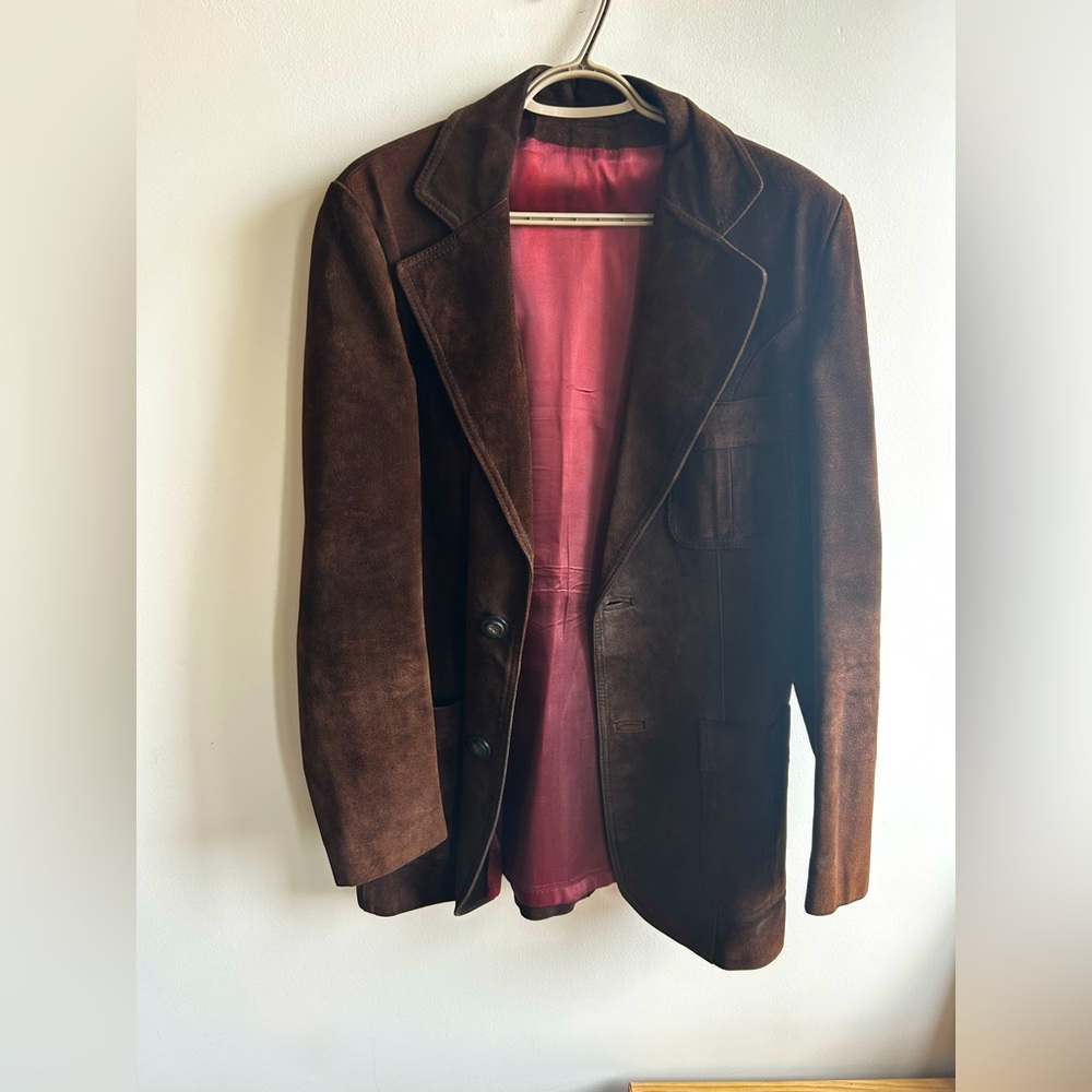 Vintage Custom Tailored Brown Suede Blazer